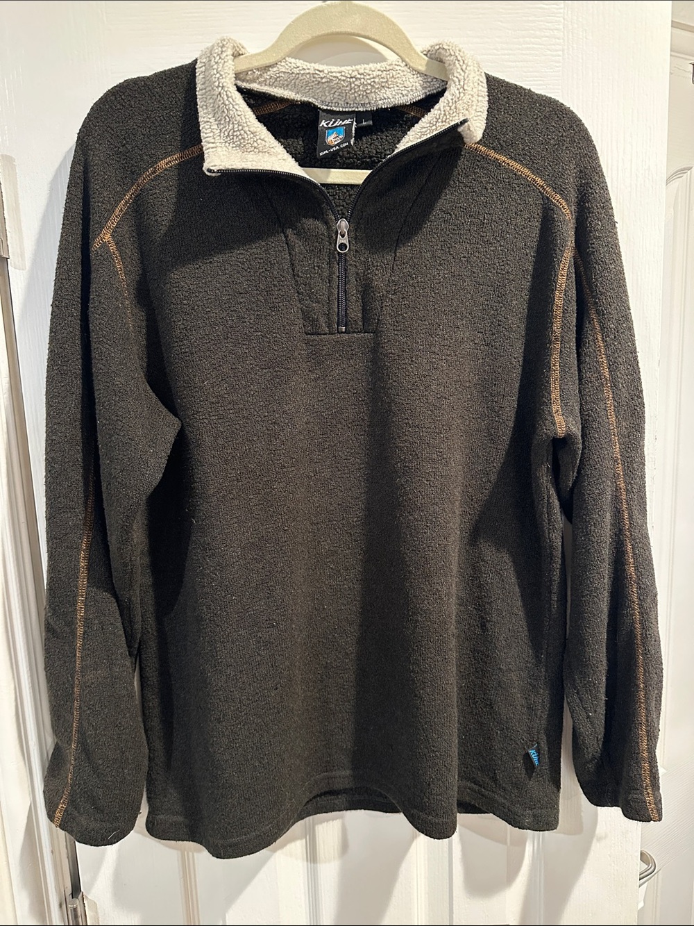 KUHL Alfpaca Fleece Quarter Zip Pullover Sz L Chocolate Brown Outdoors Hiking